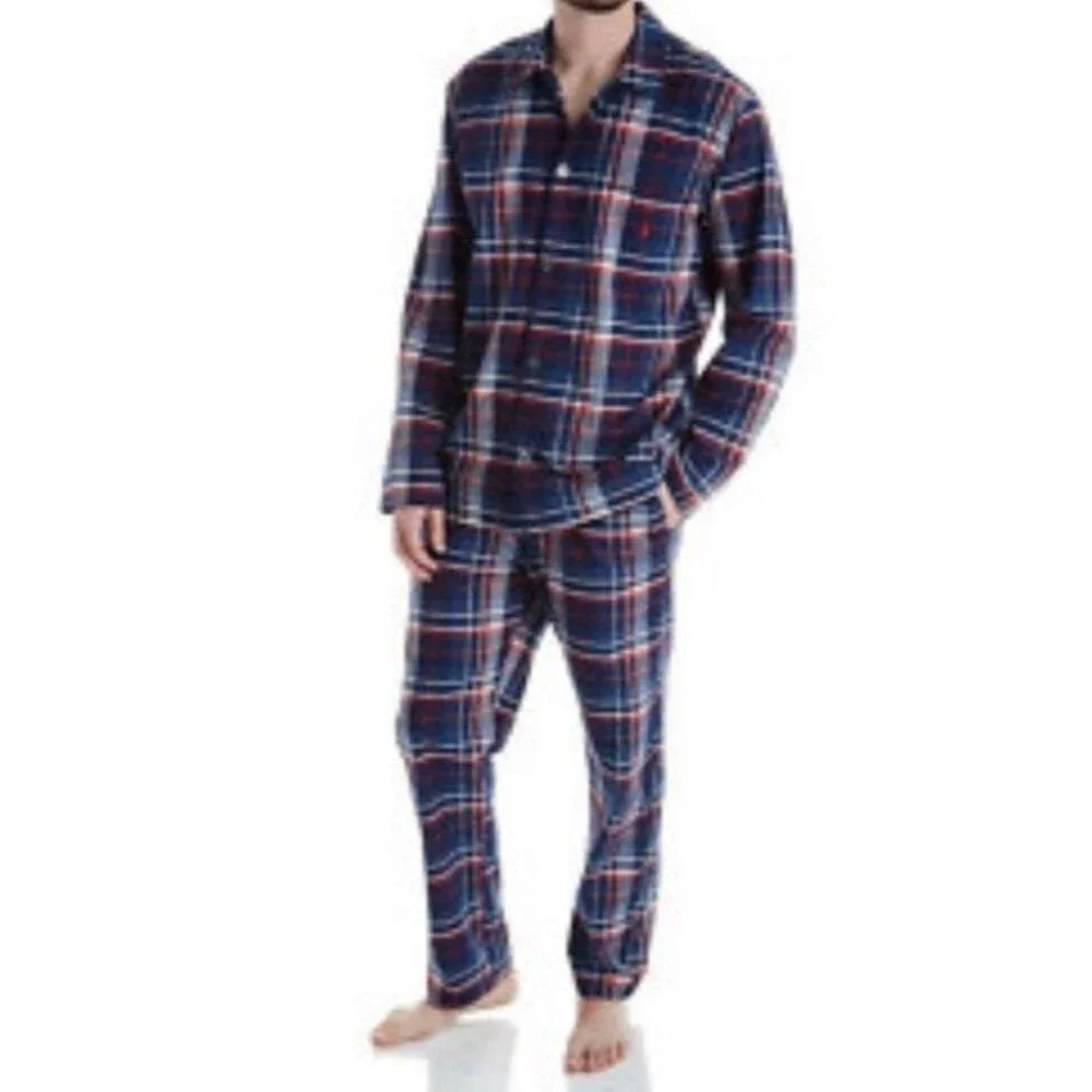Polo Ralph Lauren Men's Stretch Woven Pajama Set Milton Plaid Navy, M/L READ